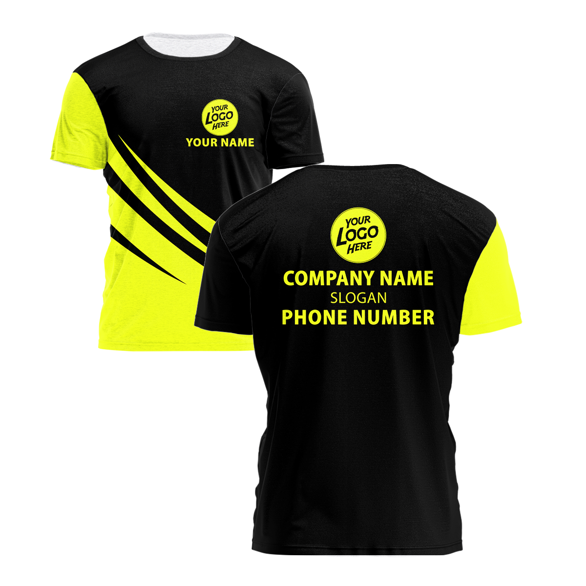 Hi Vis Yellow Reflective Safety Work Shirts Custom Name and Logo Safety ...