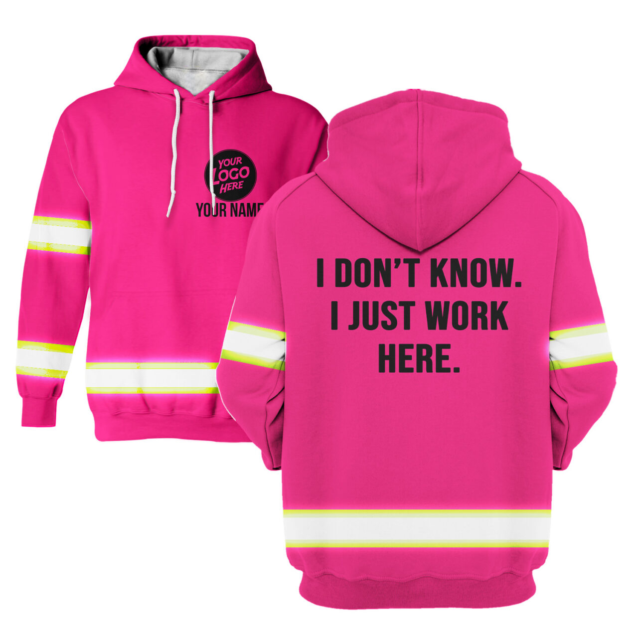 shoppershift Hi Vis Hoodie/Shirt - Custom Logo/Name High Visibility Outdoor  Protective Workwear Team Work Uniform