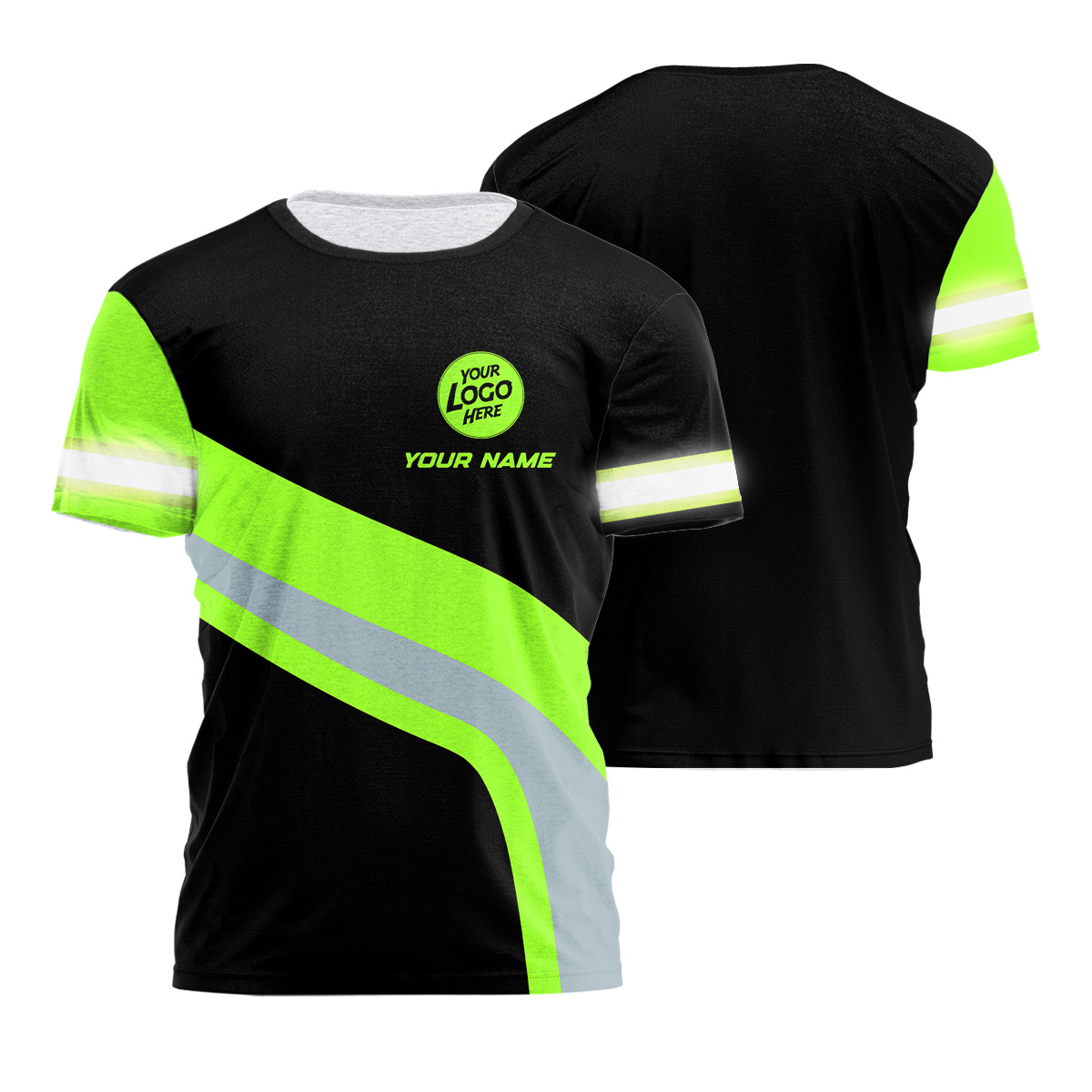 Hi Vis Shirt Reflective Uniform Company Green Neon Custom Name And Logo ...