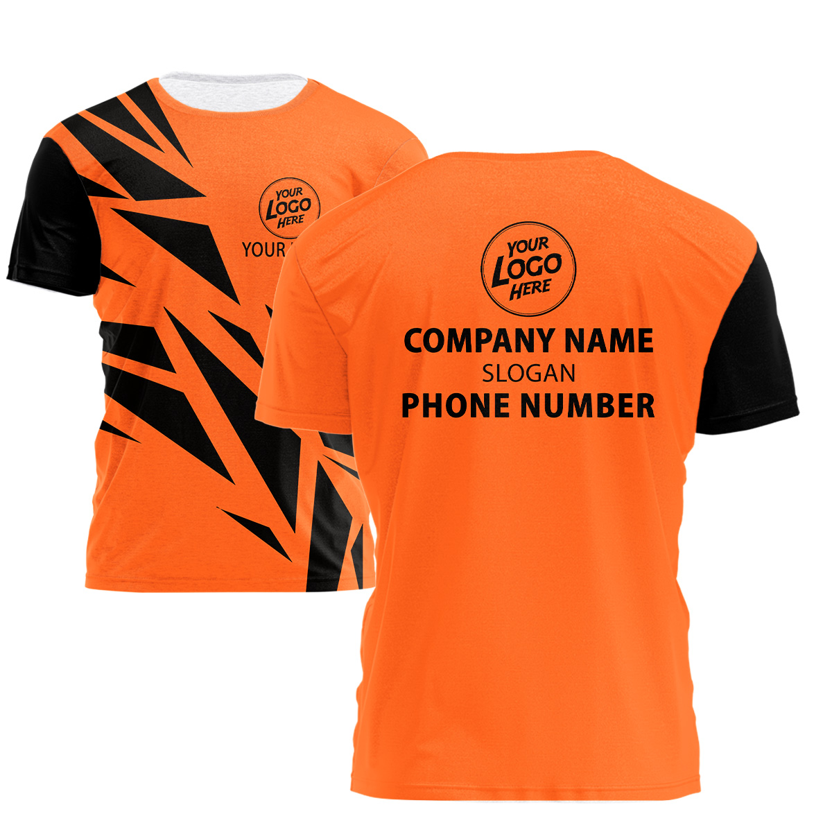 Hi Vis Shirt Black And Orange Triangles Custom Name and Logo Company ...