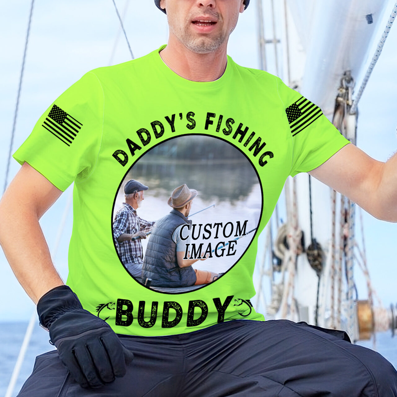 Hi Vis Shirt Daddy's Fishing Custom Image Short Sleeve Tshirt For Fishing  Lovers - Hivis Clothing